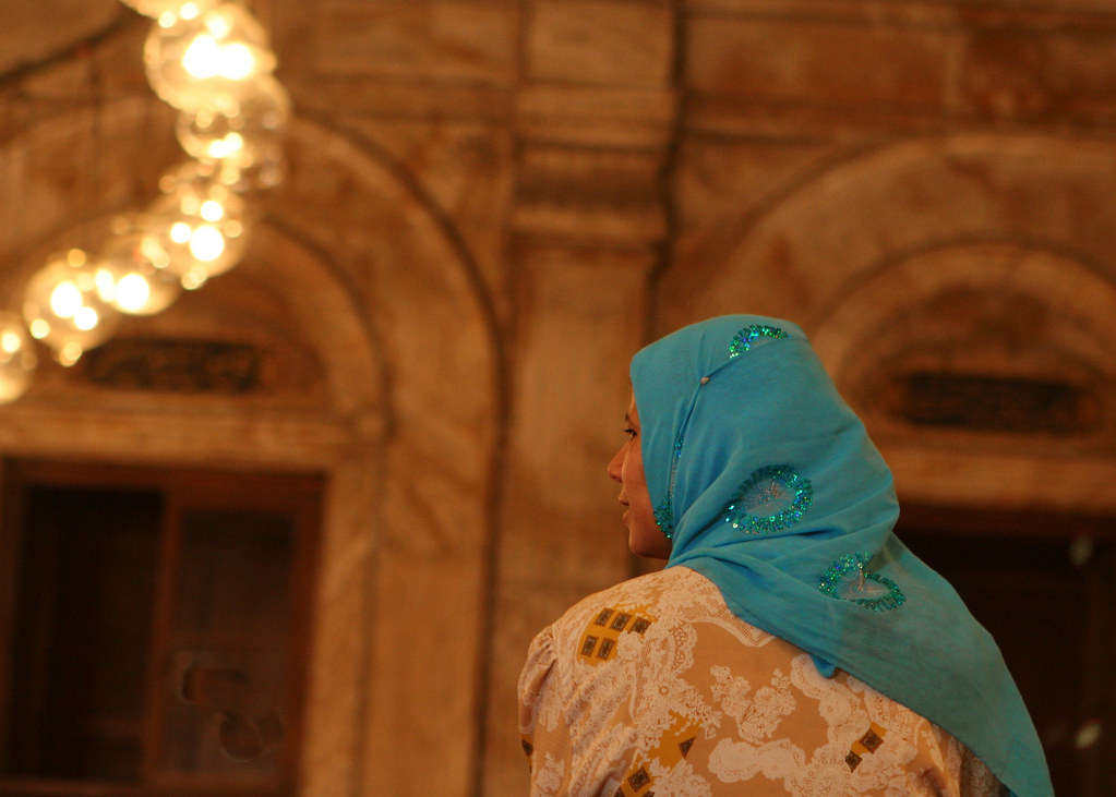 Woman in Alabaster Mosque of Mohamed Ali in Cairo